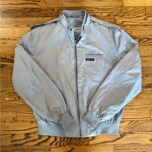 Classic Men's Members Only Light Gray Bomber Windbreaker Jacket Size 40 Large L